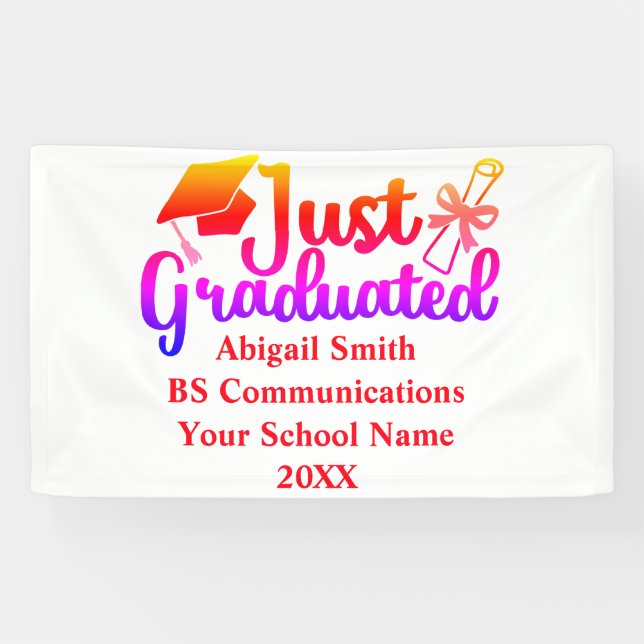 Banderoles Nom, année, école, cadeau de diplôme personnalisé (Horizontal)