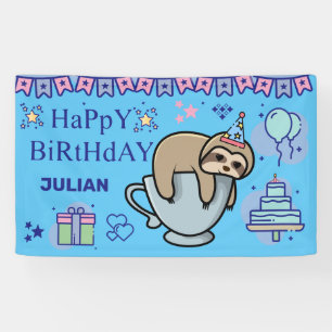 Banderoles NOM D'ANNIVERSAIRE PERSONNALISÉ CutE SLOTH