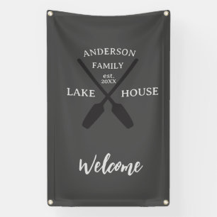 Banderoles Nom de famille personnalisé Lake House Accueil