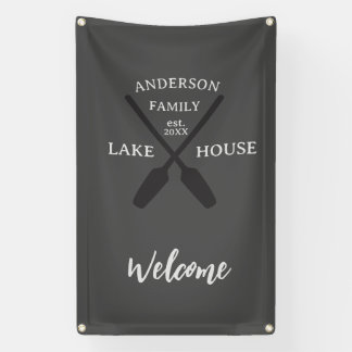 Banderoles Nom de famille personnalisé Lake House Accueil