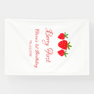 Banderoles nom de fraise rouge 1er anniversaire stylis