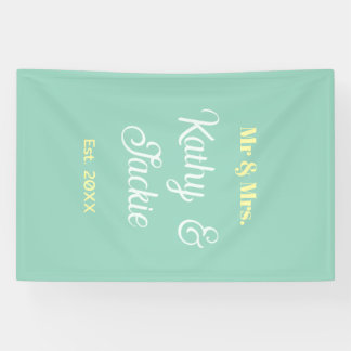 Banderoles nom du couple mr & mrs vert pastel mariage 20XX