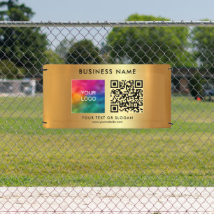Banderoles Nom du logo de l'entreprise Code QR Or personnalis
