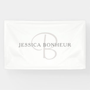 Banderoles Nom élégant Monogramme Blanc & Gris