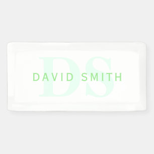 Banderoles Nom et monogramme modernes Vert et blanc