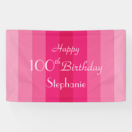 Banderoles Nom personnalisé 100e Anniversaire Pink Stripes