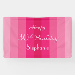 Banderoles Nom personnalisé 30e 35e anniversaire Pink Stripe