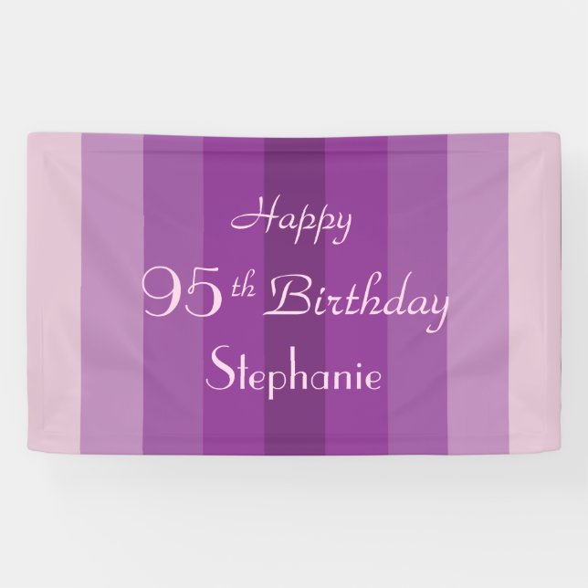 Banderoles Nom personnalisé 95e Anniversaire Bandes pourpres (Horizontal)