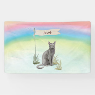 Banderoles Nom personnalisé Animal de chat russe bleu