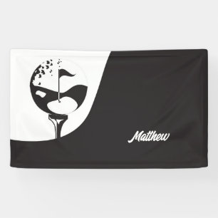 Banderoles Nom personnalisé Hello Black and White Golf