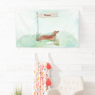 Banderoles Nom Personnalisé Tan Dachshund Animal Chien