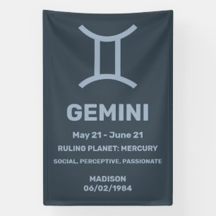 Banderoles Nom personnalisé / Texte Zodiac Signal Gemini