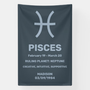 Banderoles Nom personnalisé / Texte Zodiac Signes Poissons