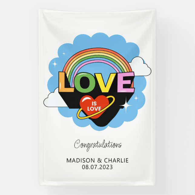 Banderoles Noms personnalisés / Texte "L'amour est amour" (Verticale)