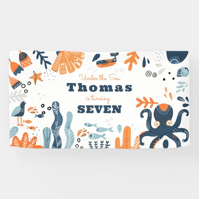 Banderoles Nordic Under the Sea anniversaire de enfant (Horizontal)