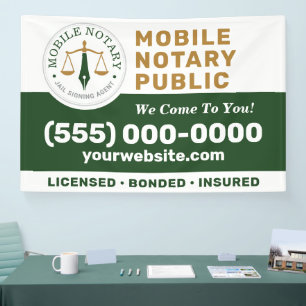 Banderoles Notaire Mobile Personnalisé Signature Légale Vert 