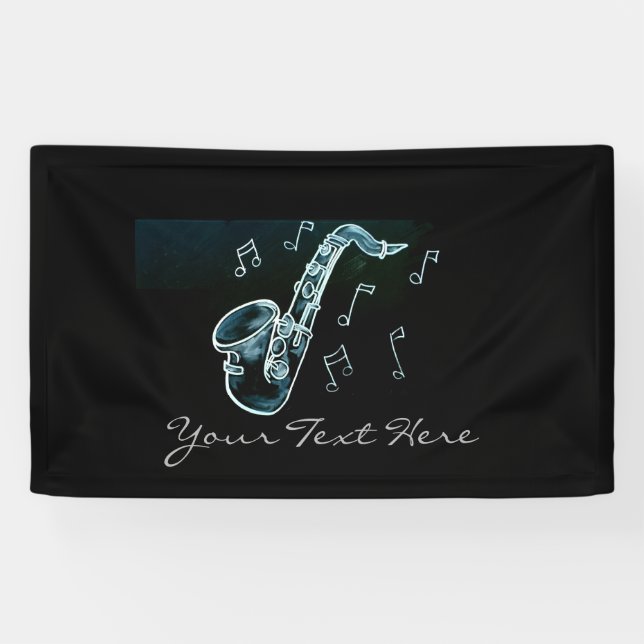 Banderoles Notes de saxophone et de musique (Horizontal)