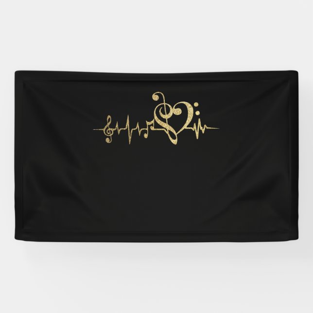 Banderoles Notes d'impulsions de musique Clé Heartbeat (Horizontal)
