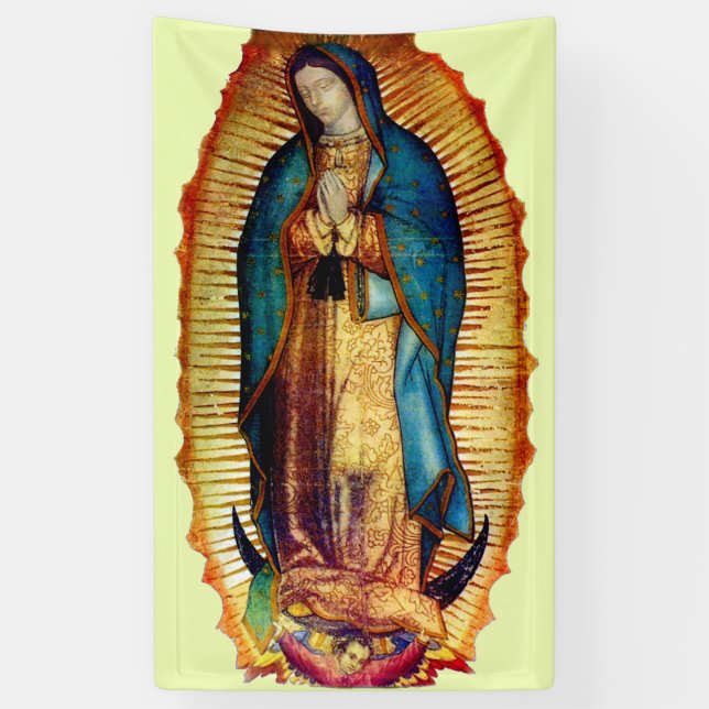 Banderoles Notre Dame de Guadalupe Tilma Vierge Marie Bannièr (Vertical)