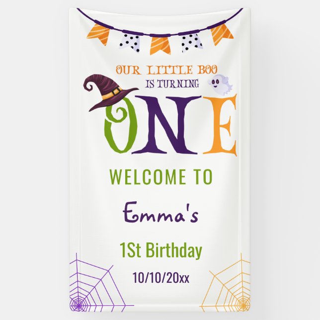Banderoles Notre Petit Boo Turner Un, Halloween 1Er Anniversa (Vertical)