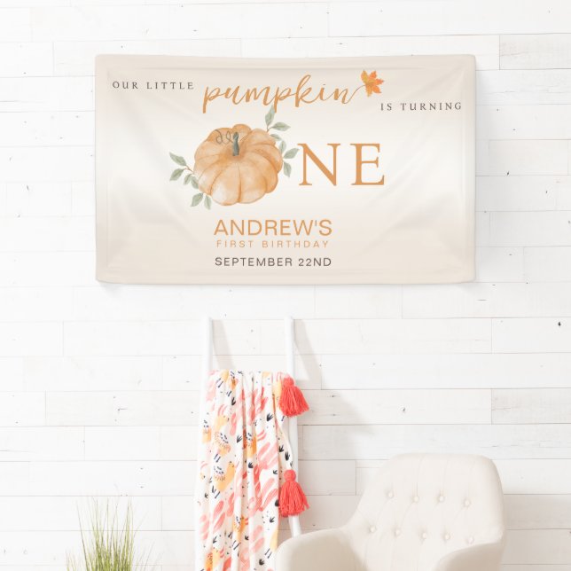 Banderoles Notre Petit Citrouille Automne automne 1er anniver (En situation)
