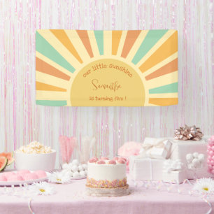 Banderoles notre petit soleil grand soleil avec rayons annive