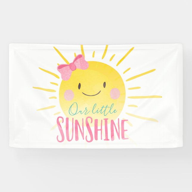 Banderoles Notre Petit Soleil Rose Girl Anniversaire (Horizontal)