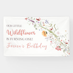 Banderoles Notre Petite Fleur sauvage Bébée Fille 1er anniver