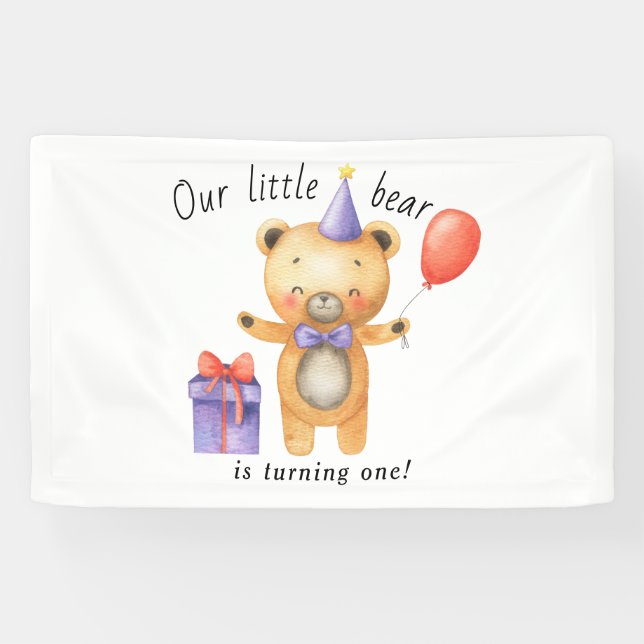 Banderoles Notre petite ours devient un Anniversaire de enfan (Horizontal)