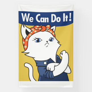 Banderoles Nous Pouvons Le Faire ! Chat blanc Rosie le Rivete