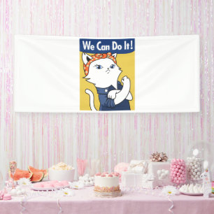 Banderoles Nous Pouvons Le Faire ! Chat blanc Rosie le Rivete