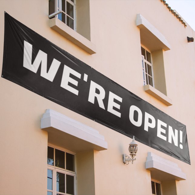 Banderoles Nous sommes Open l moderne noir & blanc signe prom (Créateur téléchargé)