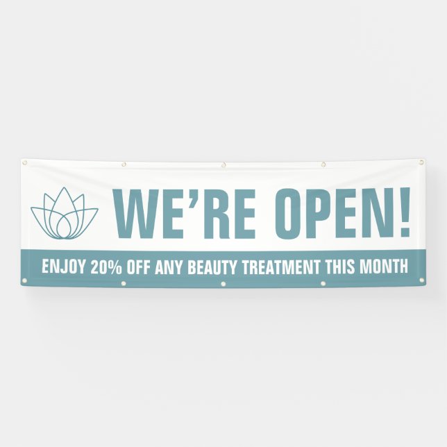 Banderoles Nous sommes open salon de beauté turquoise logo bl (Horizontal)