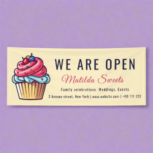 Banderoles Nous sommes ouverts Cute Cupcake Sweets Dessert Ba
