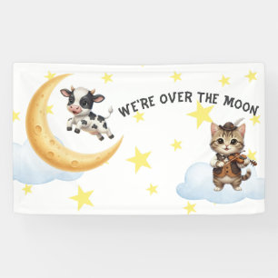 Banderoles Nous sommes ravis, Vache, Lune, Baby Shower Chat