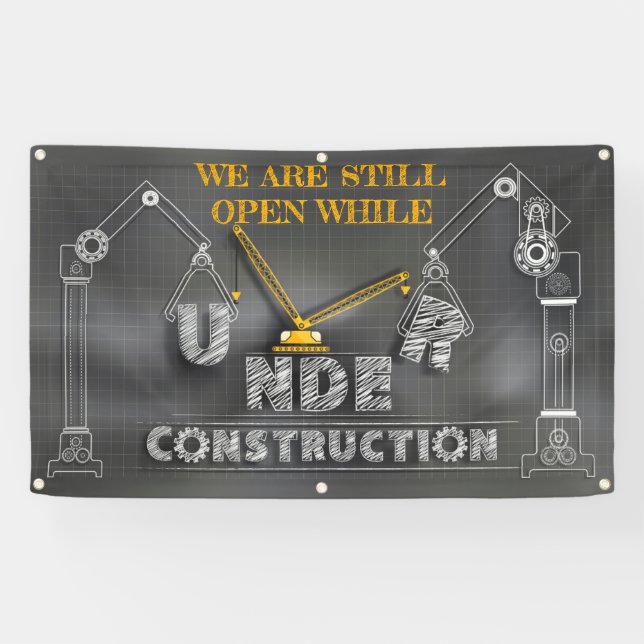 Banderoles Nous Sommes Toujours Ouverts Pendant La Constructi (Horizontal)
