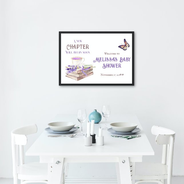 Banderoles Nouveau Chapitre Bientôt Bébé Fête Lavande Livres (Créateur téléchargé)