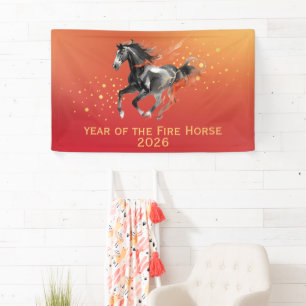 Banderoles Nouvelle année chinoise moderne 2026 Cheval Encre 