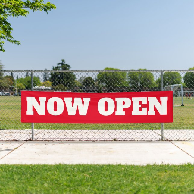 Banderoles Nouvelle entreprise maintenant Ouvrir Rouge Blanc  (En situation)