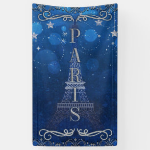 Banderoles Nuit à Paris sous les étoiles Soirée Bleu Argenté