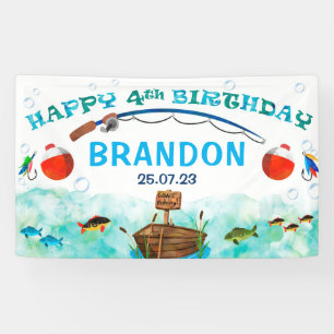 Banderoles O-fish-ally pêche thème 4ème anniversaire toile de