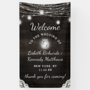 Banderoles Oak Ridge Rustic Wood & Mason Jars Mariage Bienven