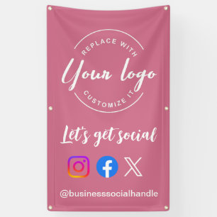 Banderoles Obtenons le site des médias sociaux Custom rose