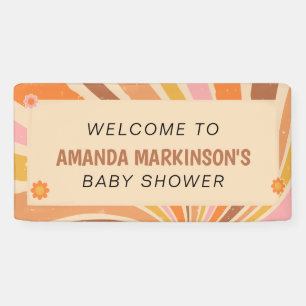 Banderoles Obtenons un Baby shower rétro Super