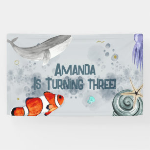 Banderoles Ocean Animaux Anniversaire de enfant Party Bleu Na