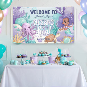 Banderoles Océans de Fun Mermaid Anniversaire V2 ID1142