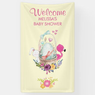 Banderoles Oeuf, Flamant rose et Baby shower lapin Bienvenue