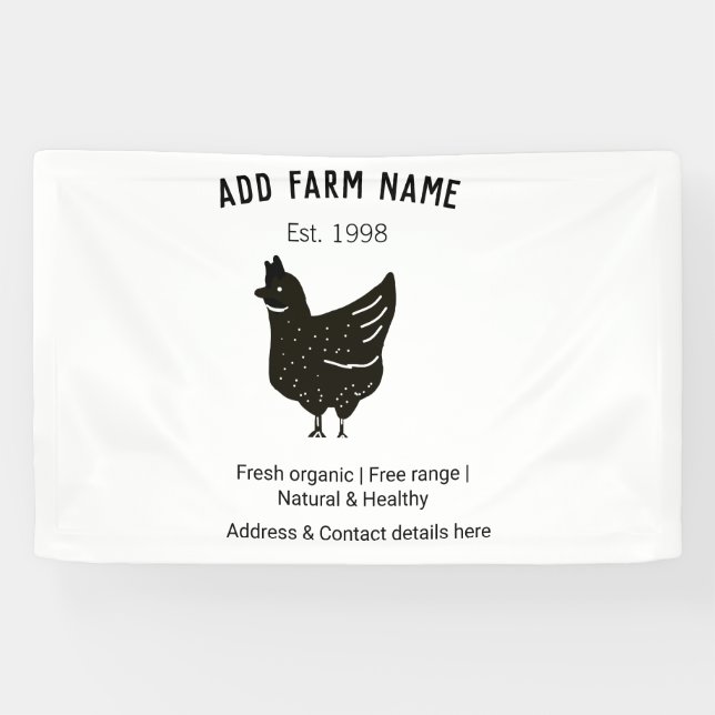 Banderoles OEufs de poulet fermier ajouter nom année adresse  (Horizontal)