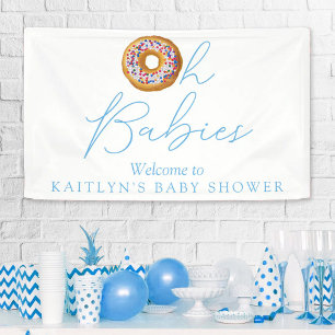 Banderoles Oh Babies Donut Saupoudrer Baby shower Twin Bienve