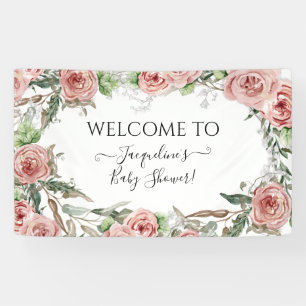 Banderoles Oh Baby Girl Douche BOHO Aquarelle Fleur Couronne